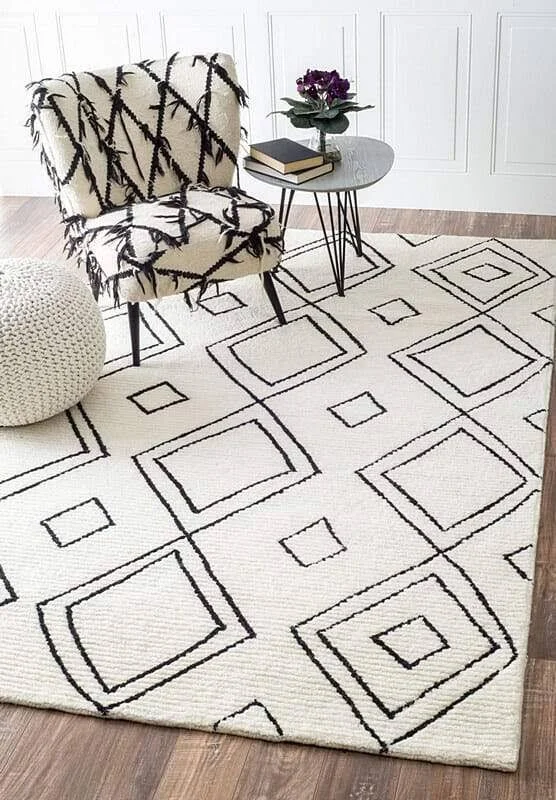 Nuloom Handmade Moroccan Diamond Trellis Wool Rug - White