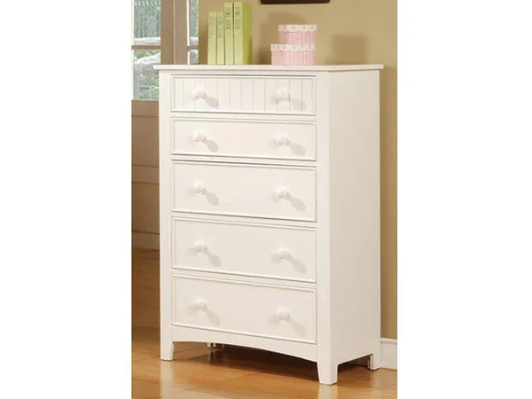 White 5 Drawer Chest