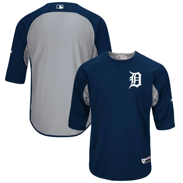 Majestic Detroit Tigers Navy/Gray Authentic Collection On-Field 3/4-Sleeve Batting Practice Jersey Size: Medium