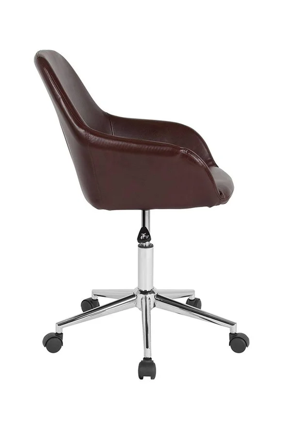 Flash Furniture Cortana Home Mid Back Leather Swivel Office Chair, White