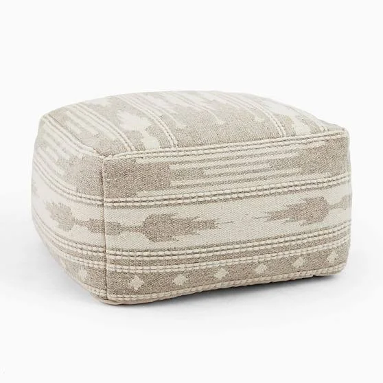 West Elm Retreat Pouf, Neutral, 22x22x13