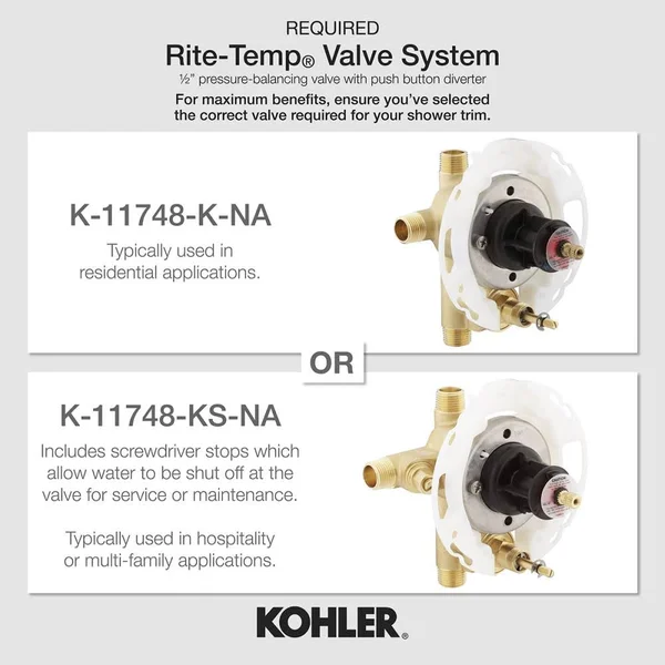 Kohler T16233-4L-CP Margaux Rite-Temp Bath and Shower Trim Set with Push-Button Diverter and Lever Handle - Less Showerhead - Pol