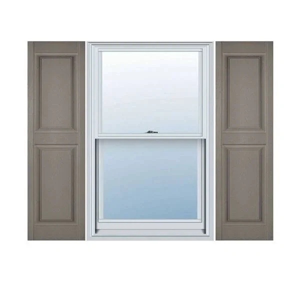 14 3/4x22W x 59x22H Lifetime Vinyl, Standard Two Equal Panels, Raised Panel Shutters, w/Installation Shutter-Lok&s & Matchin