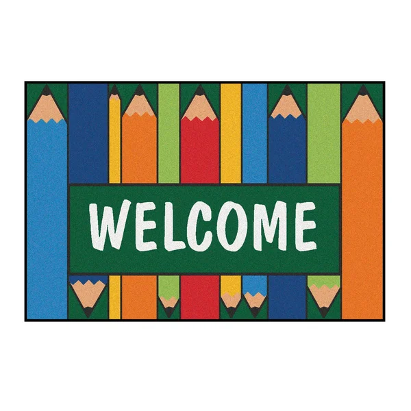 Carpets for Kids 48.36 4 x 6 ft. Rectangle Colorful Pencils Welcome Rug