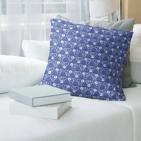 Cool Tones Classic Circles & Waves Throw Pillow - 14 x 14 - Blue - Linen