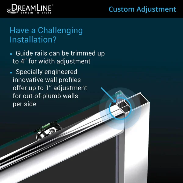 DreamLine SHDR-0948720-01 Infinity-Z Frameless Sliding Shower DOOR, 44 to 48-Inch, Chrome Finish