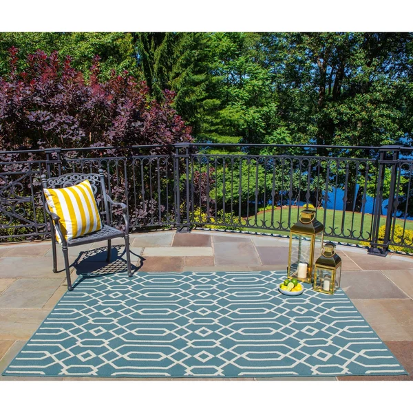 Misquamicut Blue Indoor/ Outdoor Area Rug by Havenside Home - 6&7x22 x 9&6x22 - Orange