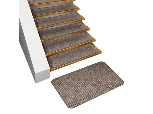 House - Home and More Set of 15 Skid-Resistant Carpet Stair Treads 8 in. x 30 in. and Matching Landing Rug 2 ft. x 3 ft - Praline