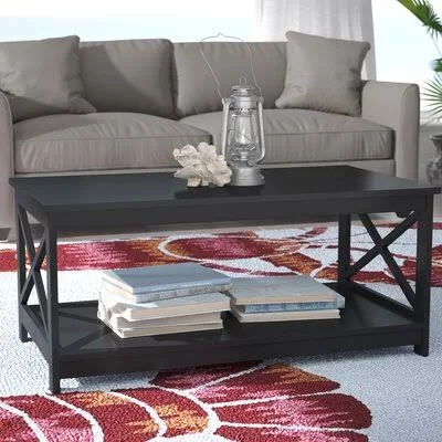 Ahern 4 Legs Coffee Table with Storage Andover Mills Color: Black