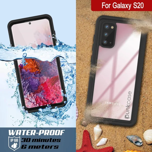 Punkcase Galaxy S20 Water/Shockproof [Extreme Series] with Screen Protector Case [Black] - Black