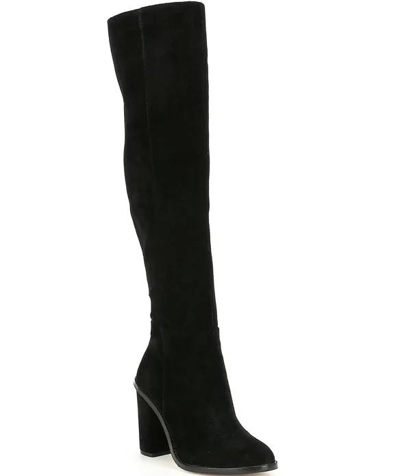 Gianni Bini Barrine Suede Over-The-Knee Block Heel Boots, Womens, 11M, Black - Dillard&s Exclusive
