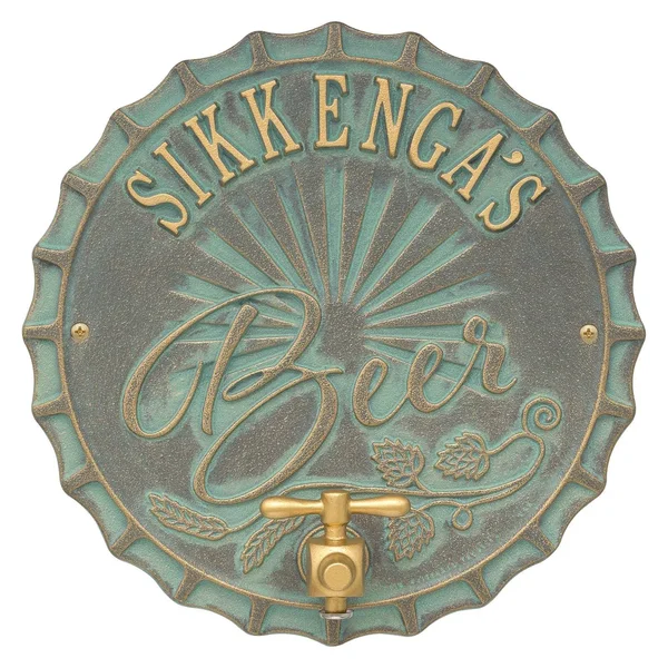 Bottle Cap Brew Pub Plaque Bronze Verdigris