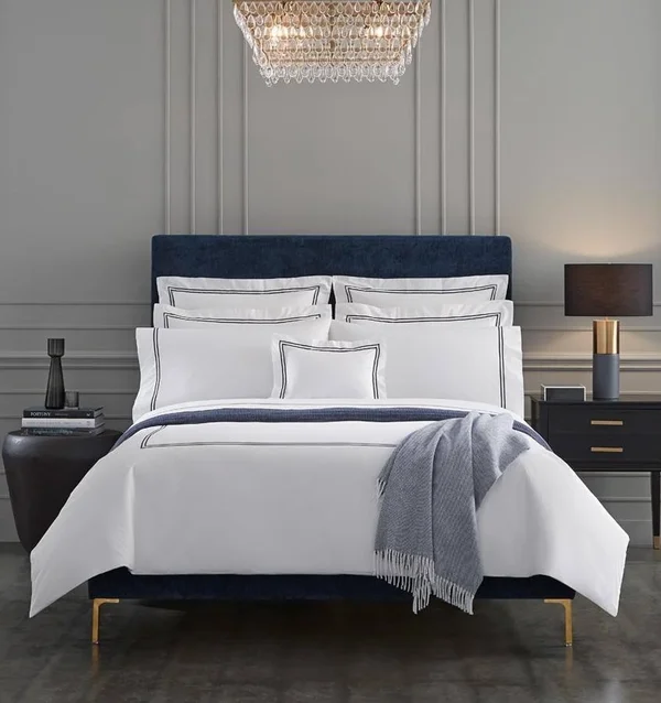 Sferra Grande Hotel Flat Sheet, Twin - White/Cornflower
