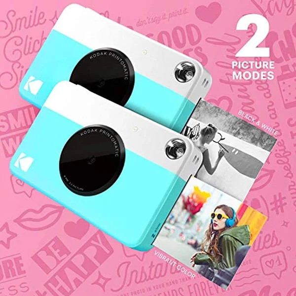 Kodak Printomatic Instant Print Camera (Blue) Gift Bundle with Photo Album