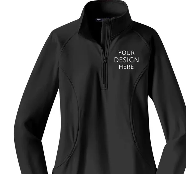 Custom Printed Sport - Tek Women's Ladies Sport-wick? Stretch 1/2-Zip Pullover, Size: Xs, Black
