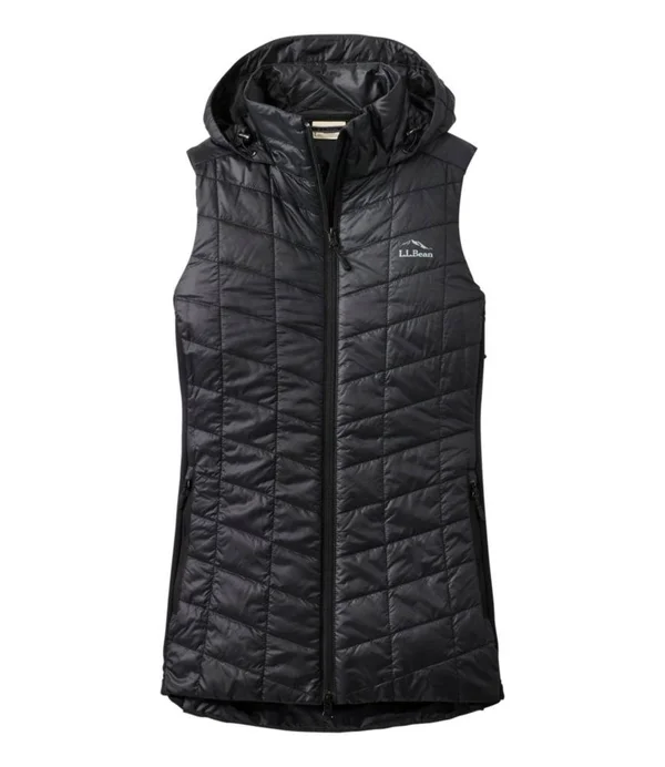 Women's Petite Primaloft Packaway Long Vest Black Small - L.L.Bean