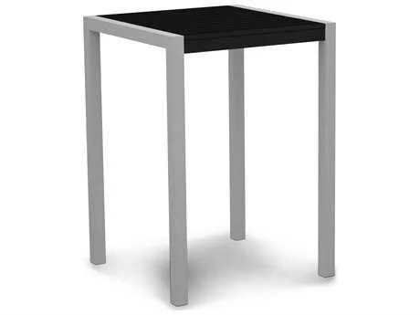 POLYWOOD Mod 30x22 Bar Table - Textured Black - Mahogany - 29.75" x 42" x 29.75"
