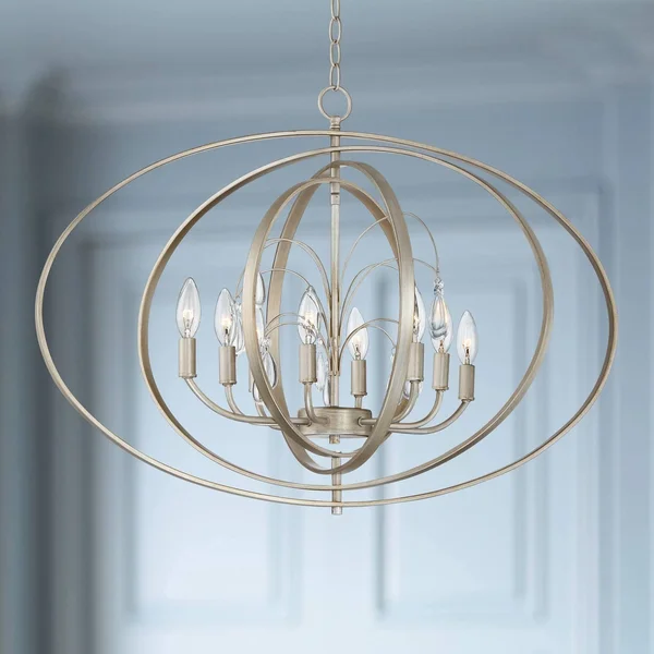 Possini Euro Tiller 31 1/2x22 Wide Satin Silver Pendant Light