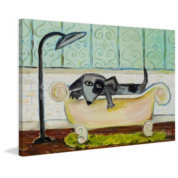 Marmont Hill Dog Bath by Tori Campisi Painting Print on Canvas