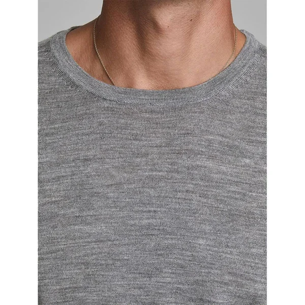 Jack & Jones Merino Crew Neck Knitted Jumper, Grey