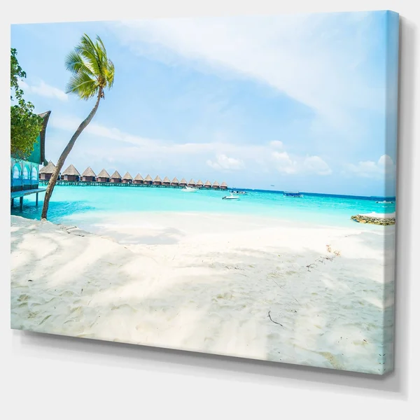 Design Art Tropical Maldives Island - Seashore Canvas Wall Artwork, 40 in. Wide x 30 in. High