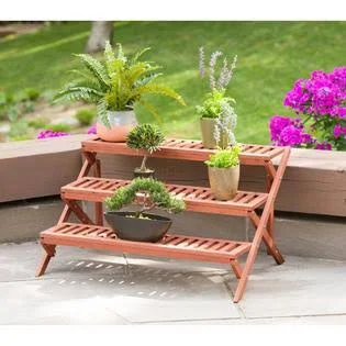 Leisure Season Plant Stand 35 in. W x 20 in. H 3-Tier Wooden Step