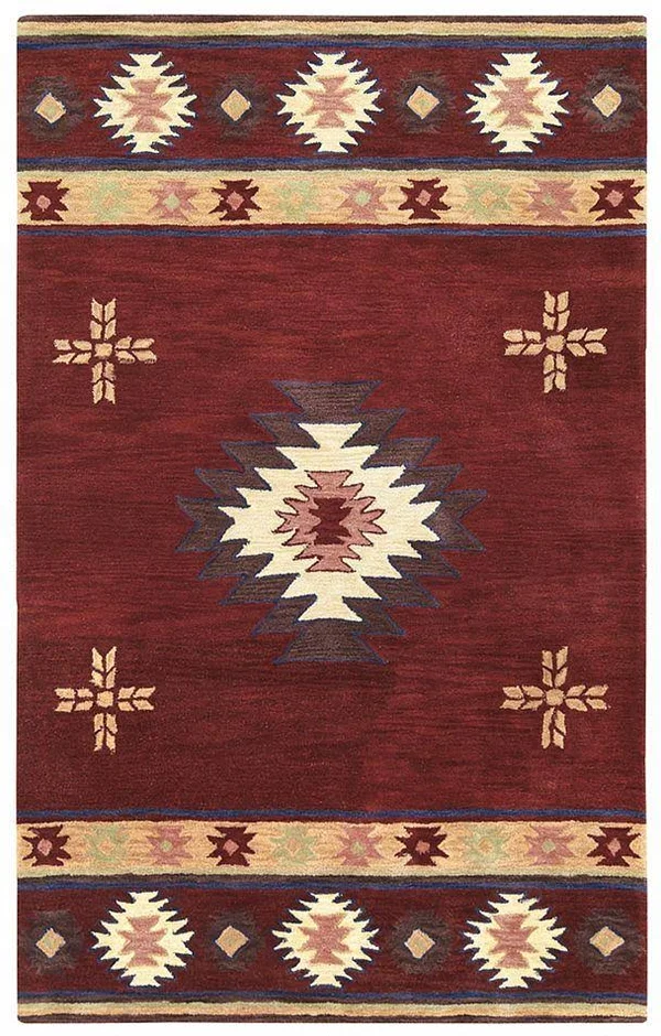 Ryder 2&6x22 x 10& Southwest/Tribal Burgundy/Tan/Sage/Navy Hand-Tufted Rug