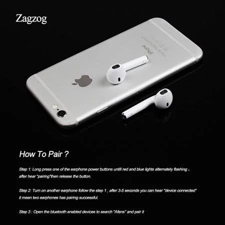 Bluetooth Headphones, Wireless Earbuds Stereo Earphone Cordless Sport Headsets for iPhone 8, 8 Plus, X, 7, 7 Plus, 6S, 6S Plus w