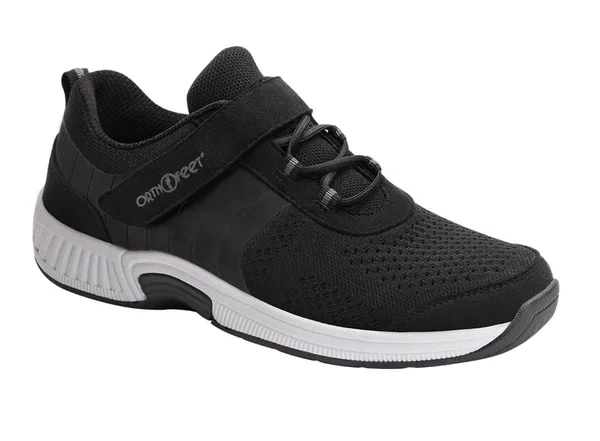 Women's OrthoFeet Joelle Walking Sneaker, Size: 11.5, Black