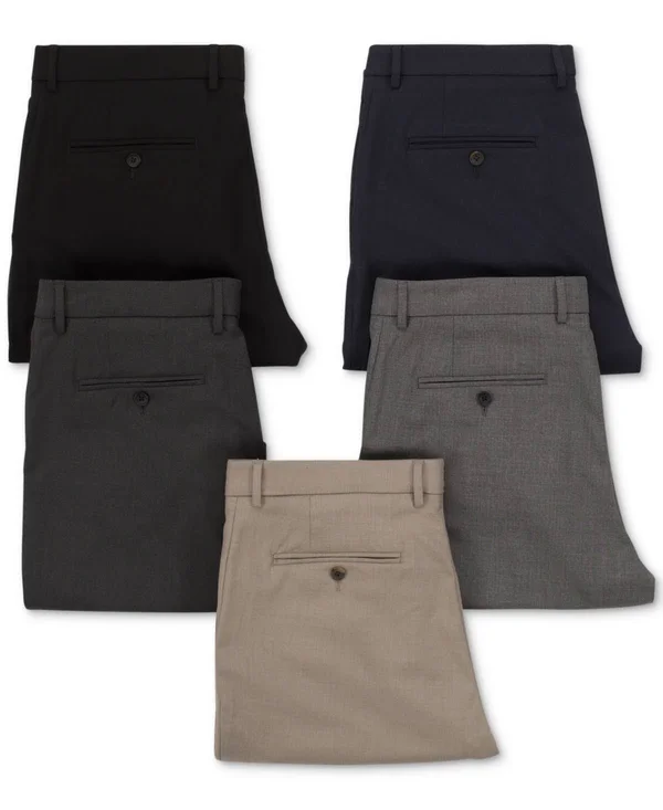 Men's J.M. Haggar Premium Classic-Fit Stretch Sharkskin Flat-Front Superflex Waist Dress Pants - Dark Navy - 36x31
