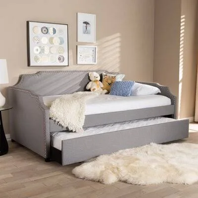 Burgan Twin Daybed with Trundle House of Hampton Color: Light Gray