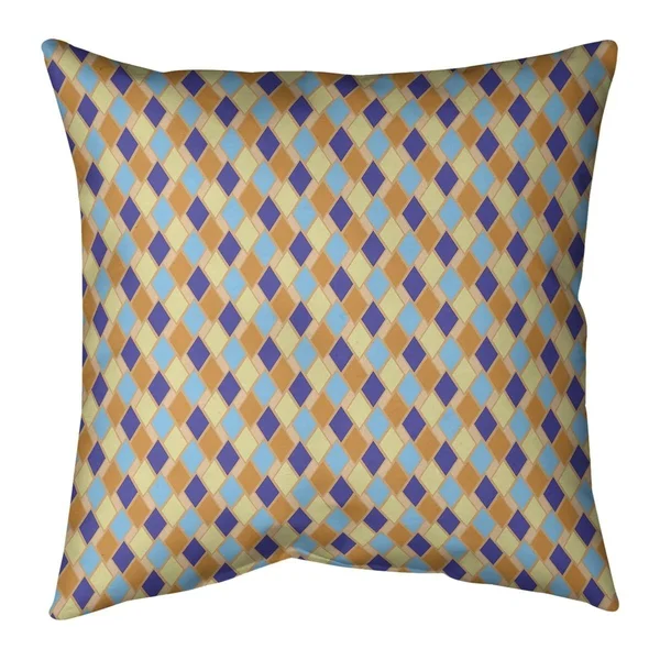 Retro Diamonds Throw Pillow - 16 x 16 - Green & Teal - Linen