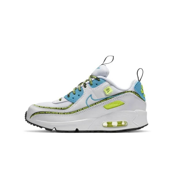 Nike Air Max 90 SE GS Worldwide White Blue Fury - Size 7 Kids