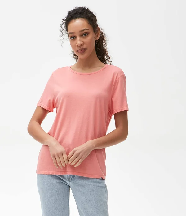 Michael Stars Brittany Relaxed Crew Tshirt in Pink - Size Large