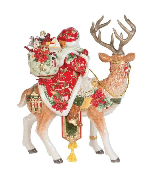 Fitz and Floyd - Cardinal Christmas Santa and Stag Centerpiece