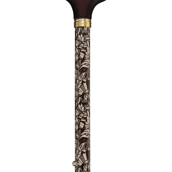 Bahama Leaf Folding Adjustable Designer Derby Walking Cane with Engraved Collar