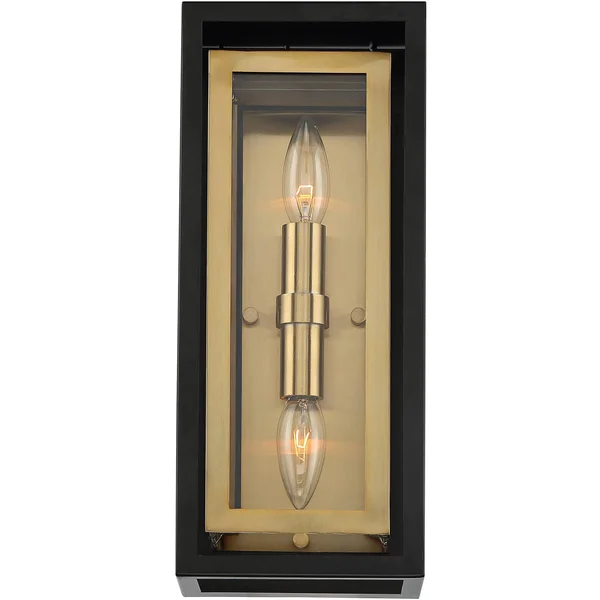Possini Euro Kie 14x22 High Black and Brass Outdoor Wall Light