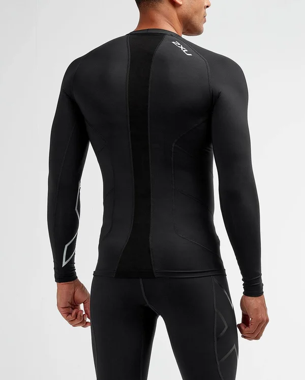 2XU Men's Compression Long Sleeve Top - Black/Silver x