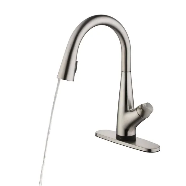 Glacier Bay Eagleton Sinlge-Handle Pull-Down Sprayer Kitchen Faucet with Water Filter in Stainless Steel, Silver