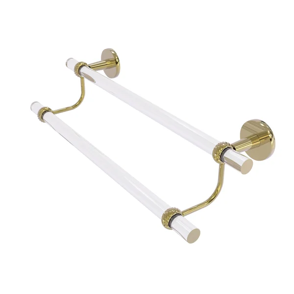 Allied Brass CV-72T-18-UNL 18 in. Clearview Collection Double Towel Bar with Twisted Accents Unlacquered Brass