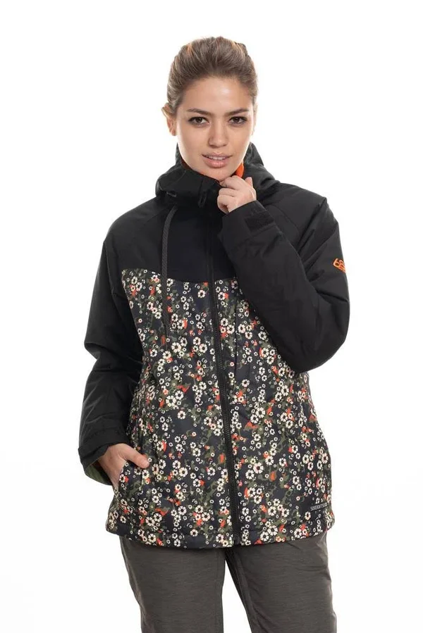 686 Women's Athena Insulated Jacket Black Speckle Colorblock - L