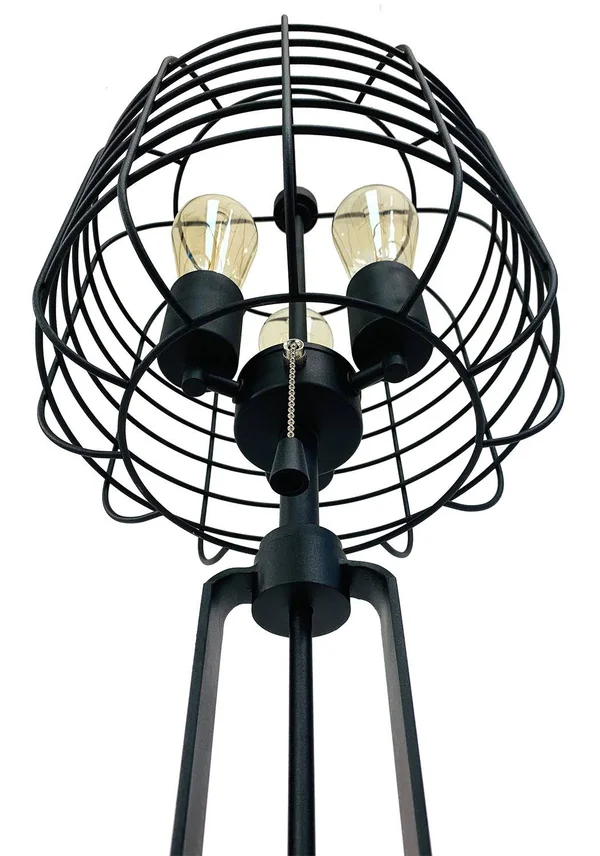Contemporary Style Caged Shade Table Lamp with Open Design - Black