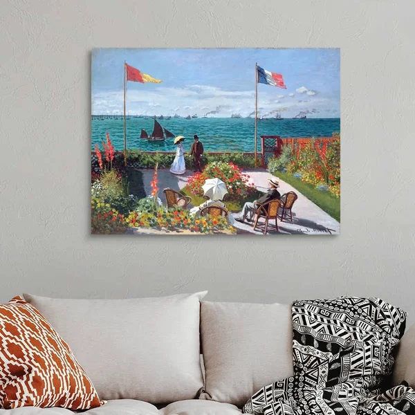 Terrasse at Sainte-Adresse (Terrace At Sainte-Adresse) By Claude Monet, Large Solid-Faced Canvas Wall Art Print, Great Big Can