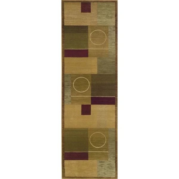Genevieve Modern Geometric Area Rug - 2& x 3& - Green/Brown