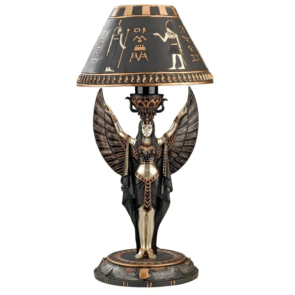 Design Toscano Isis Egyptian Sculptural Table Lamp, Black