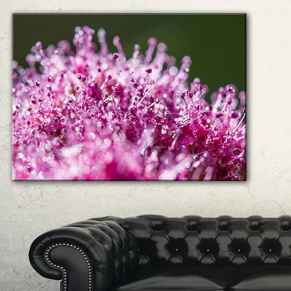 Design Art Pink Little Flowers Close-up View - Large Floral Wall Art Canvas - 40 in. Wide x 20 in. High