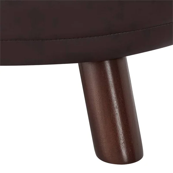 Riverbay Furniture Round Faux Leather Upholstered Stool in Brown