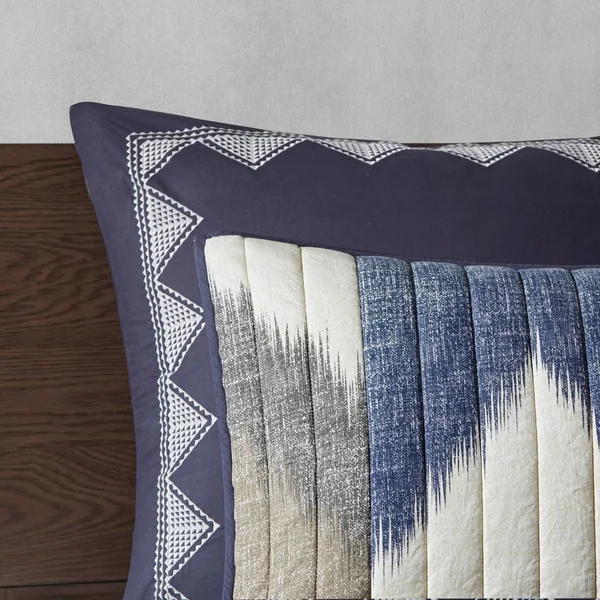 INK+IVY Alpine 3 Piece Printed Cotton Coverlet Set Navy King/Cal King