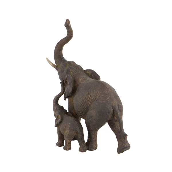 Benjara Polystone Mother and Baby Elephant Figurine Table Decor - Set of 2, Bronze