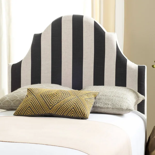Safavieh MCR4679K Hallmar Black & White Stripe Headboard Full